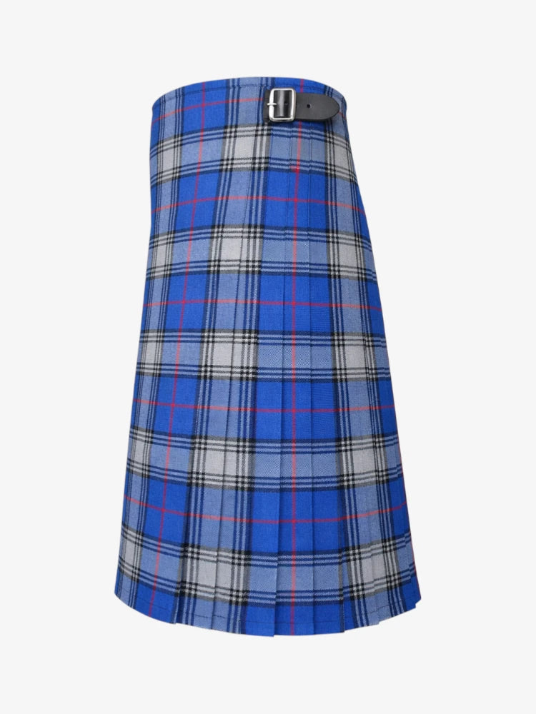 Blue plaid kilt right side on a white background