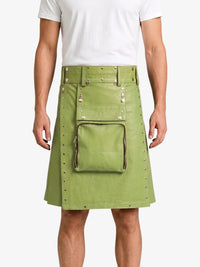 Light Green Leather Utility Kilt