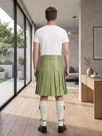 Light Green Leather Utility Kilt Back Side