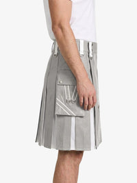 Light Grey And White Leather Hybrid Utility Kilt Right