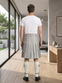 Light Grey Leather Utility Kilt Back Side