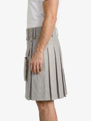 Light Grey Leather Utility Kilt Left