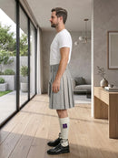 Light Grey Leather Utility Kilt Left Side