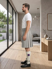 Light Grey Leather Utility Kilt Left Side