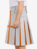Light Gray kilt with orange accents on a white background