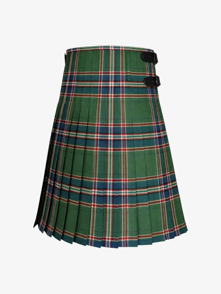 Green plaid kilt on a white background