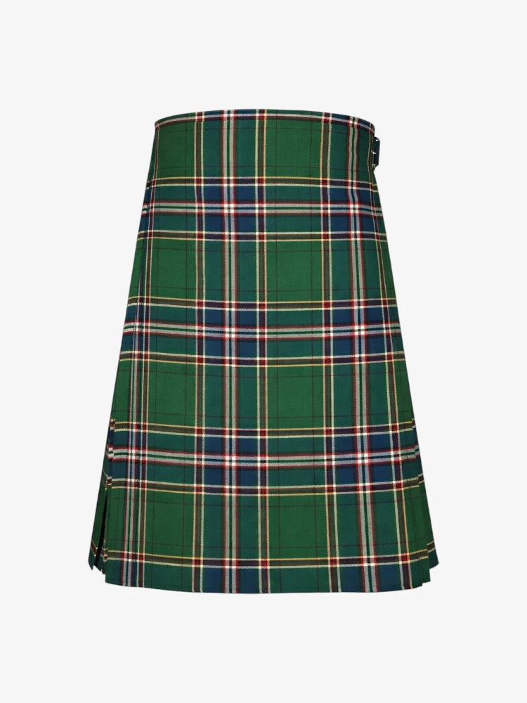 Green plaid kilt on a white background