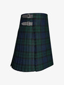 Green plaid kilt with a silver belt on a white background