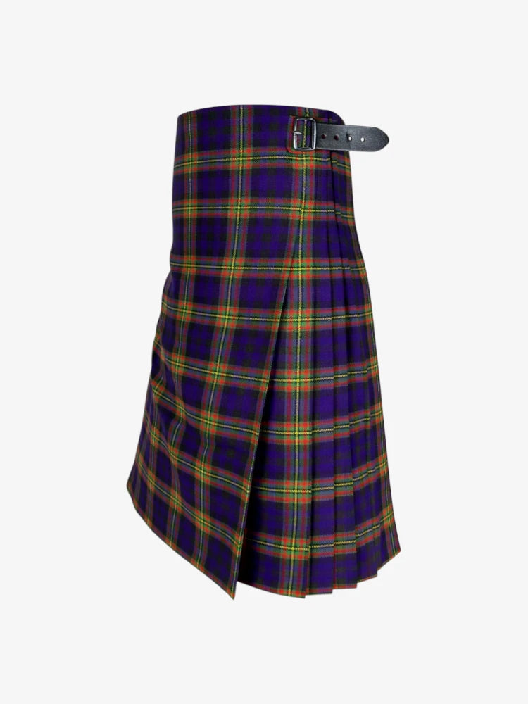 Plaid kilt with a belt on a white background