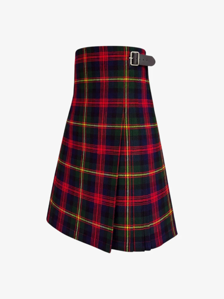 Plaid kilt with a belt on a white background