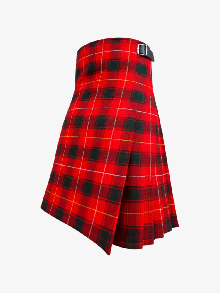 Red and black plaid kilt on a white background