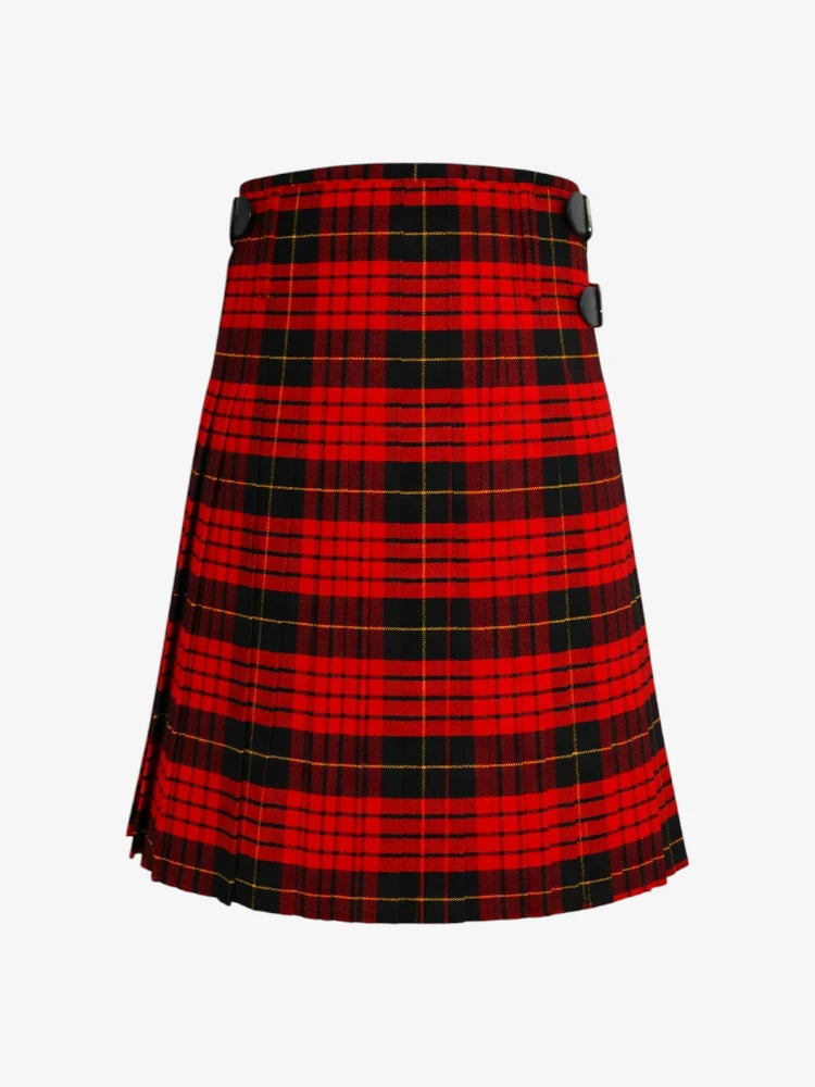 Red and black plaid kilt on a white background