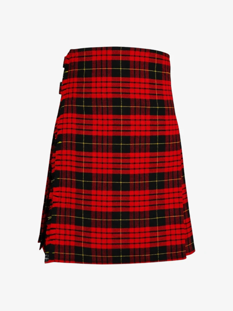 Red and black plaid kilt on a white background