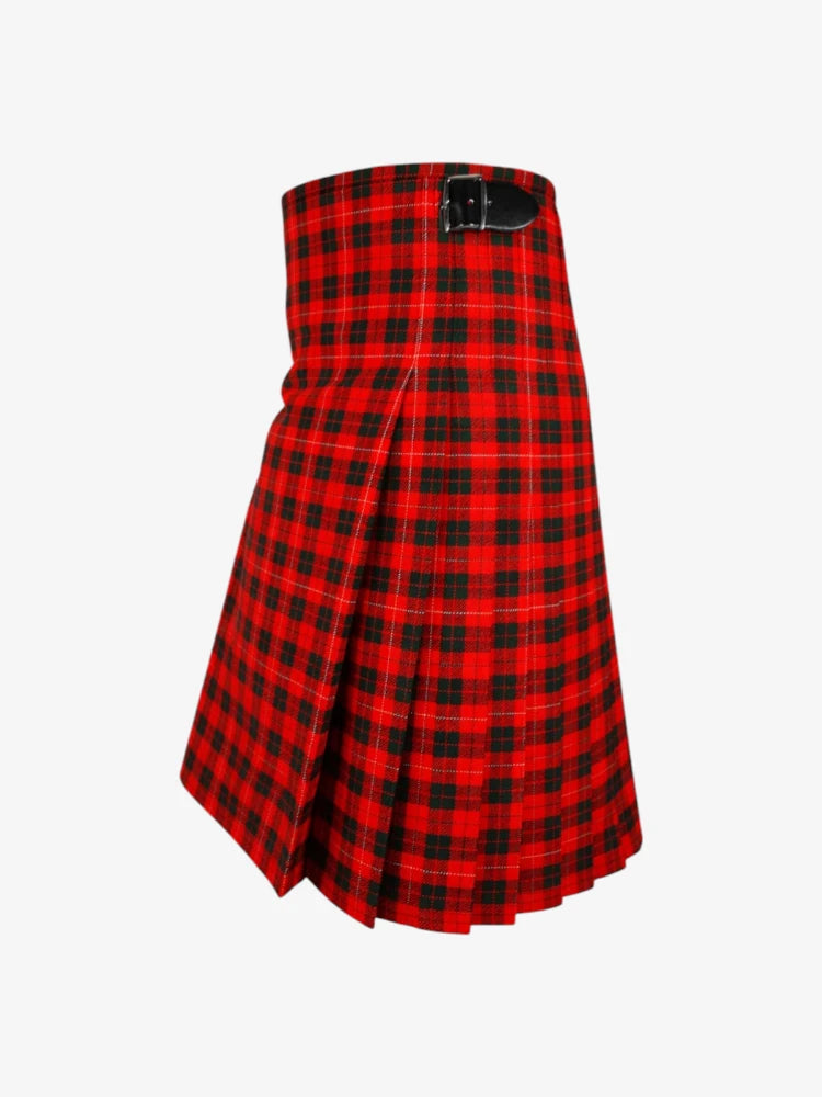 Red and black plaid kilt on a white background
