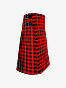 Red and black plaid kilt on a white background
