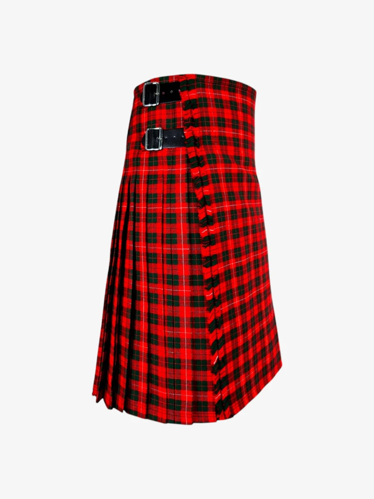 Red and black plaid kilt on a white background