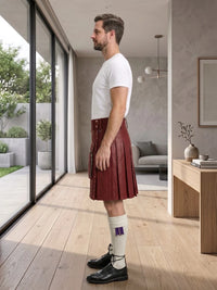 Maroon Leather Utility Kilt Left Side