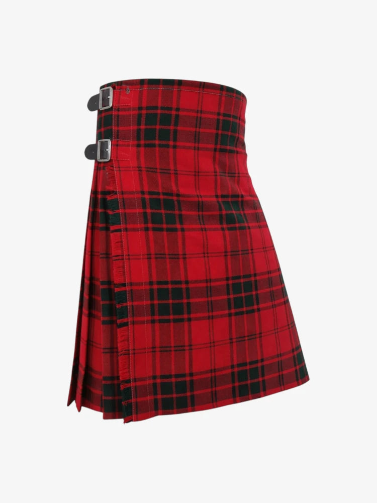 Red and black plaid kilt on a white background
