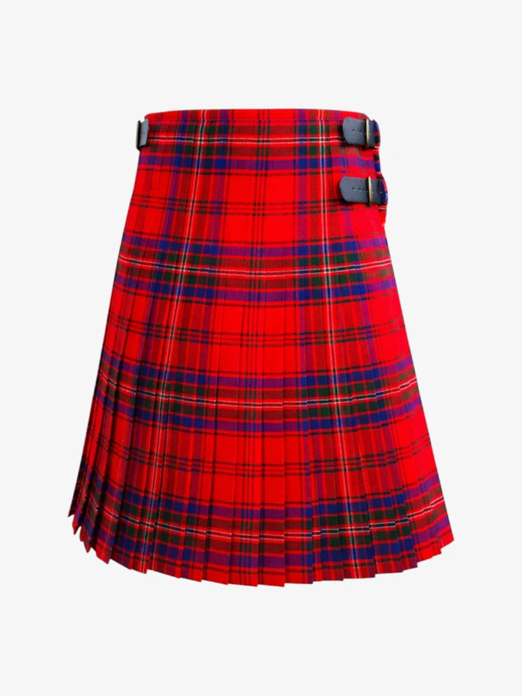 Red and blue plaid kilt on a white background