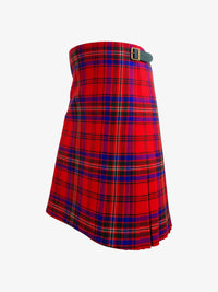 Red and blue plaid kilt on a white background