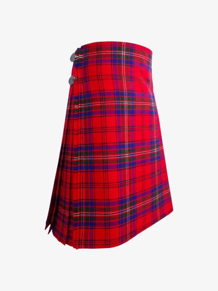 Red and blue plaid kilt on a white background