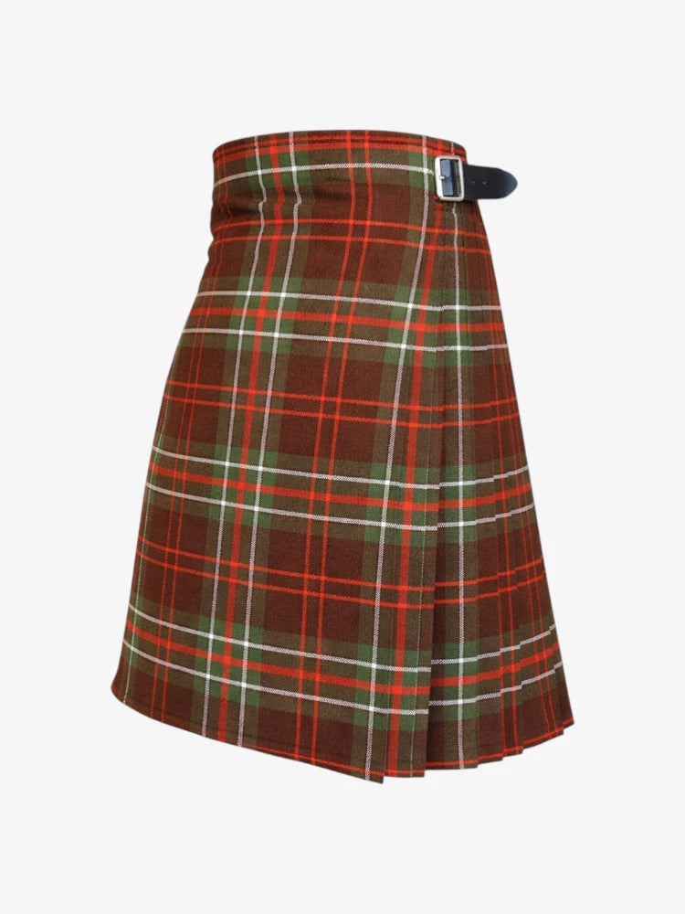 Plaid kilt with a belt on a white background