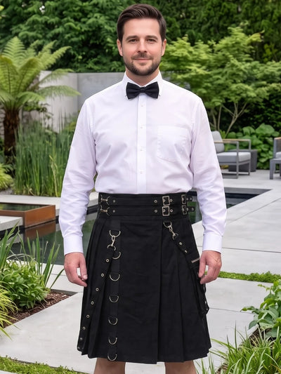 Custom Made Black Utility Gothic Kilt