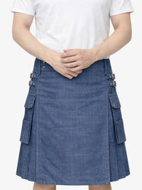 Modern Navy Blue Denim Kilt