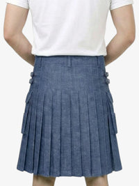 Modern Navy Blue Denim Kilt