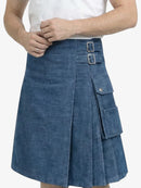 Modern Navy Blue Denim Kilt