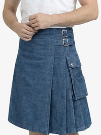 Modern Navy Blue Denim Kilt