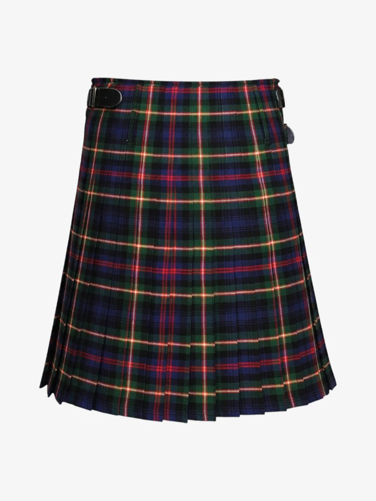Plaid kilt with a black belt on a white background