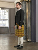Man wearing a traditional Scottish kilt in a formal setting