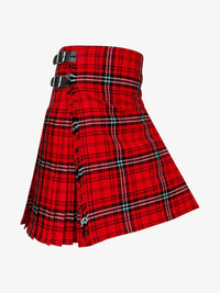 Red plaid kilt with a belt on a white background