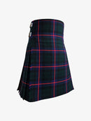 Plaid kilt with black and red pattern on a white background