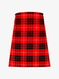 Red and black plaid kilt on a white background