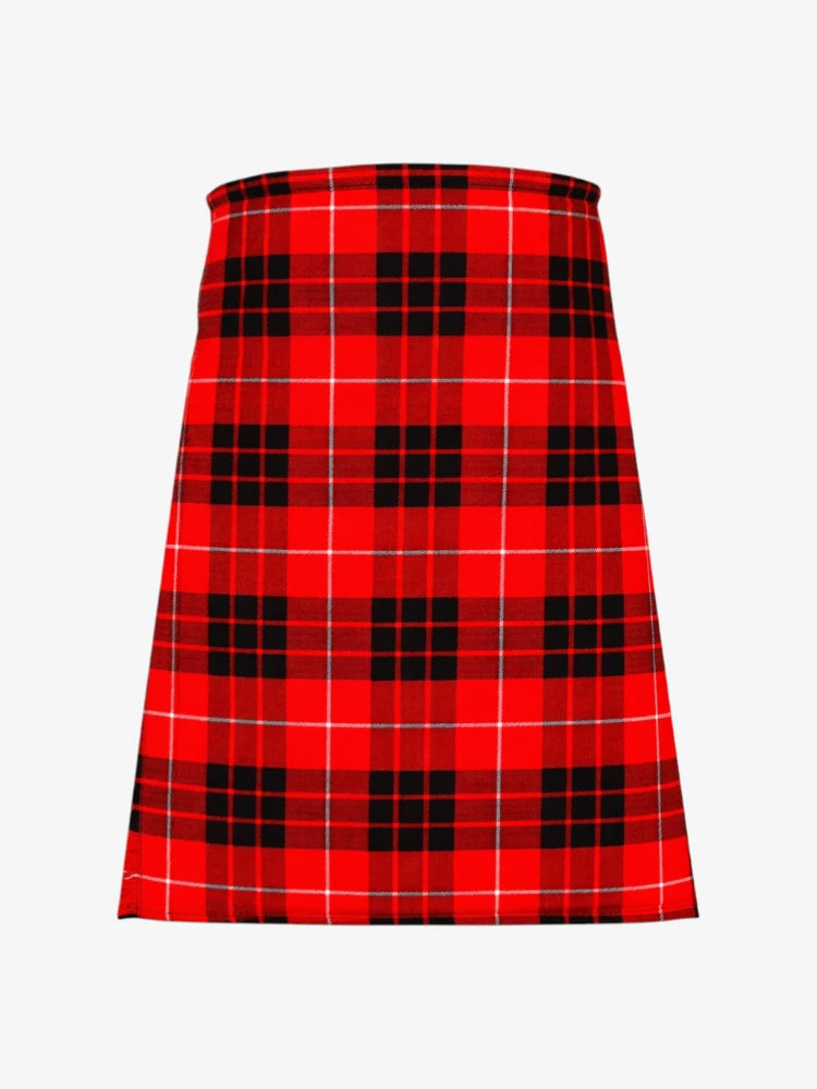 Red and black plaid kilt on a white background