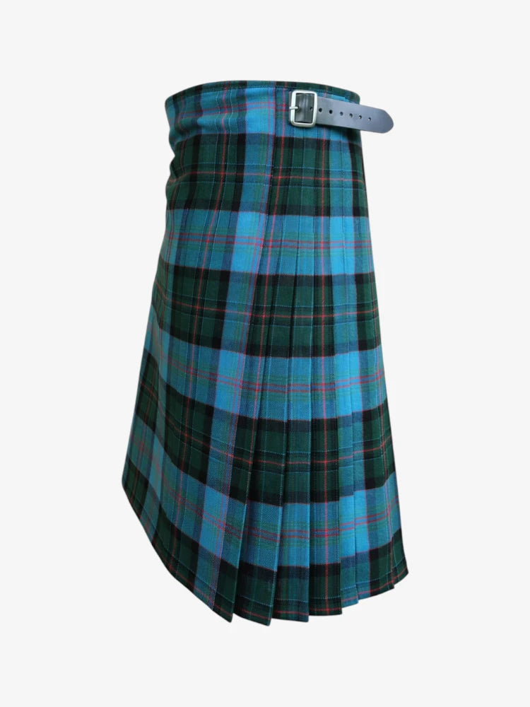 Plaid kilt with a belt on a white background
