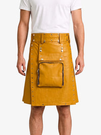 Mustard Yellow Leather Utility Kilt