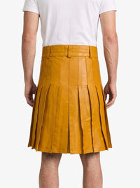 Mustard Yellow Leather Utility Kilt Back