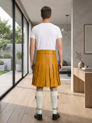 Mustard Yellow Leather Utility Kilt Back Side