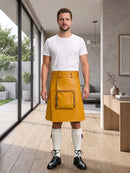 Mustard Yellow Leather Utility Kilt Front Side