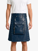 Navey Blue Leather Utility Kilt