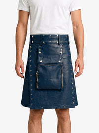 Navey Blue Leather Utility Kilt