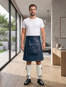 Navey Blue Leather Utility Kilt Front Side