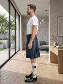 Navey Blue Leather Utility Kilt Left Side
