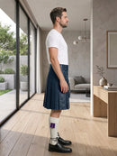 Navey Blue Leather Utility Kilt Right Side