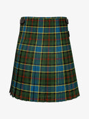 Plaid kilt with green, blue, and red pattern on a white background