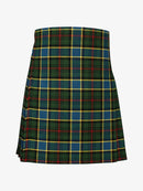 Plaid kilt with green, red, and yellow pattern on a white background