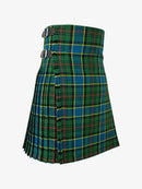 Green and blue plaid kilt with a belt on a white background